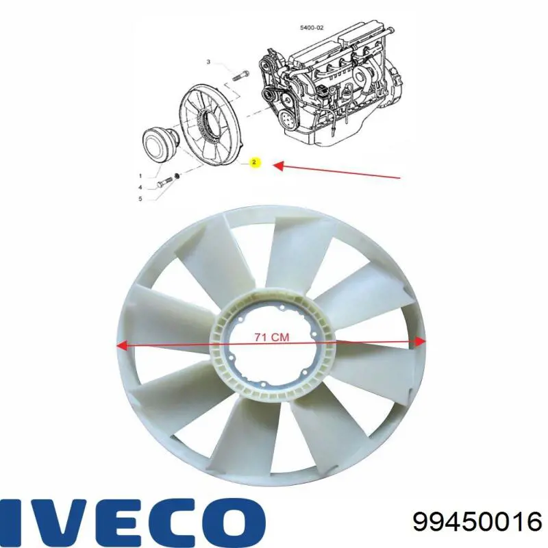 Крыльчатка радиатора охлаждения 99450016 Iveco