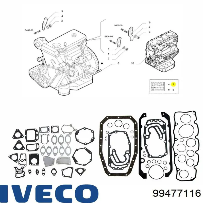 99477116 Iveco комплект прокладок двигателя полный