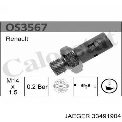 Датчик давления масла 33491904 Jaeger