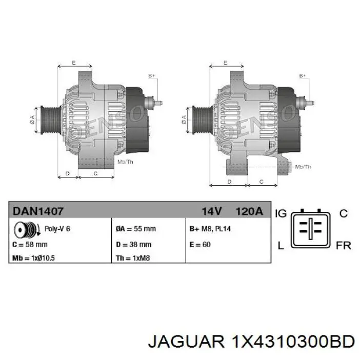 Купить 1X4310300BD Jaguar Генератор