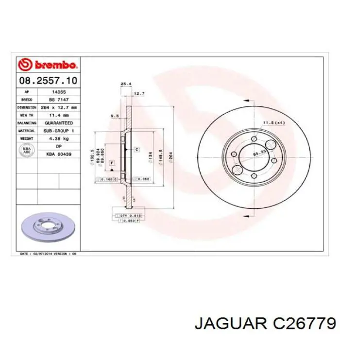 C26779 Jaguar диск тормозной задний