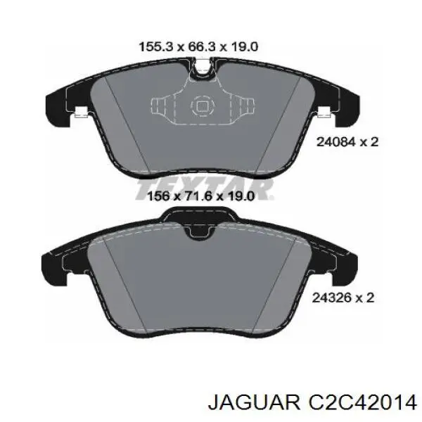 Колодки тормозные передние дисковые Jaguar C2C42014