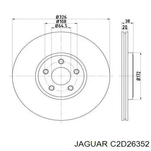 C2D26352 Jaguar диск тормозной задний