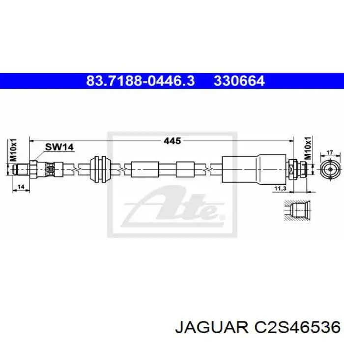 Купить C2S46536 Jaguar Шланг тормозной передний