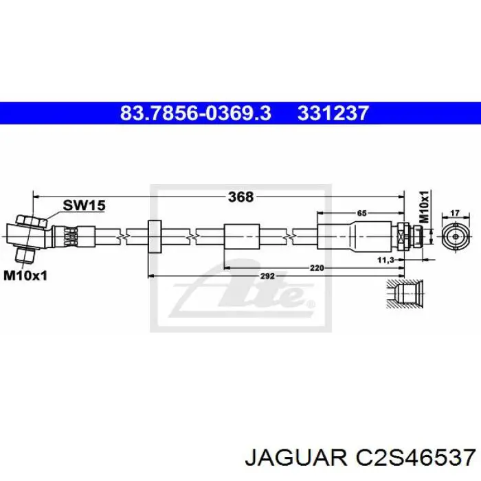 C2S46537 Jaguar шланг тормозной задний