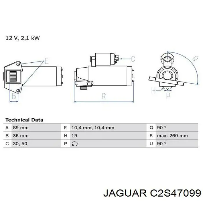 C2S47099 Jaguar Стартер автомобиля
