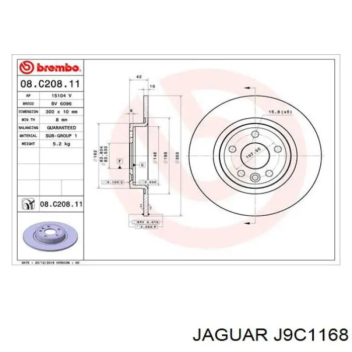 Диск тормозной задний Jaguar J9C1168