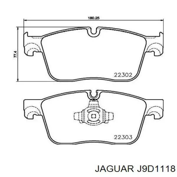 J9D1118 Jaguar sapatas do freio dianteiras de disco