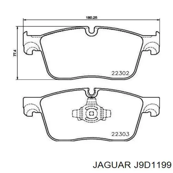 J9D1199 Jaguar sapatas do freio dianteiras de disco