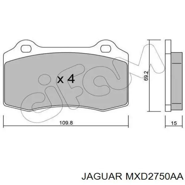 MXD2750AA Jaguar Колодки тормозные дисковые комплект