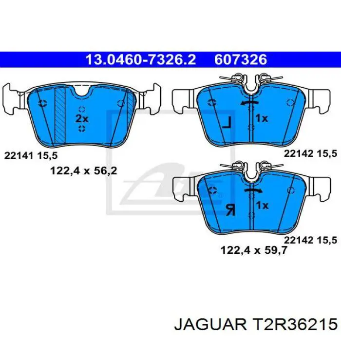 Купить T2R36215 Jaguar Колодки тормозные задние, дисковые