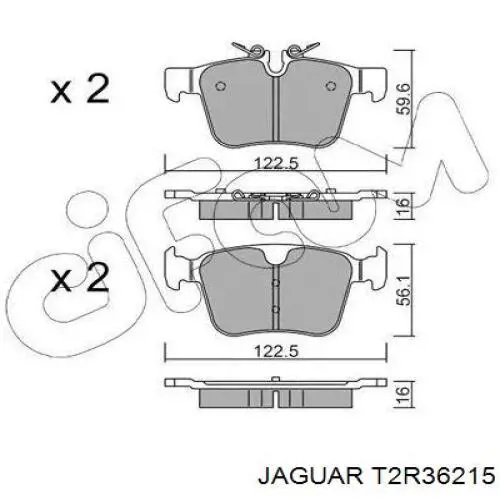 Задние тормозные колодки T2R36215 Jaguar