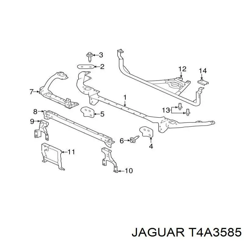 T4A3585 Jaguar Рамка радиатора левая