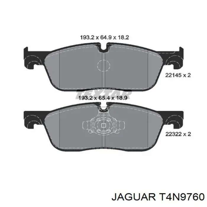 Передние тормозные колодки T4N9760 Jaguar