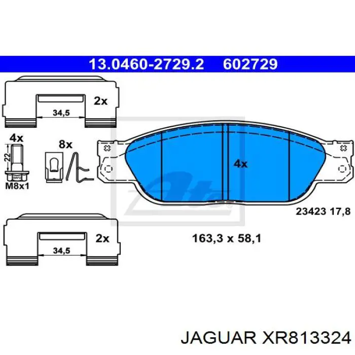 Передние тормозные колодки XR813324 Jaguar