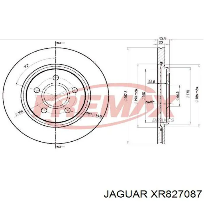 Задний тормозной диск Jaguar XR827087 цена, от 47.20 USD