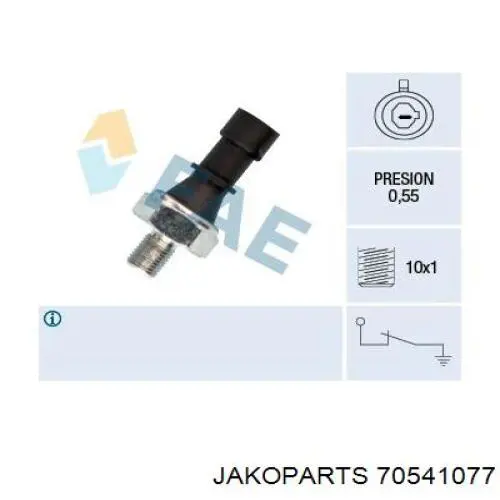 Купить 70541077 Jakoparts Датчик давления масла