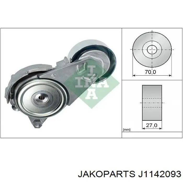 Роликовий модуль натяжителя ремня Jakoparts J1142093 цена, от 41.33 USD