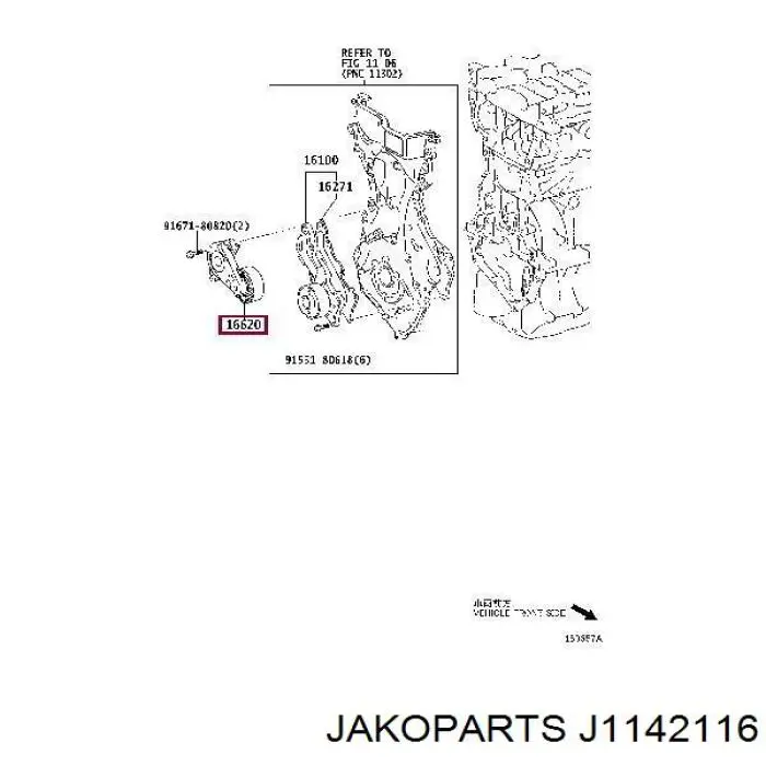 Натяжная планка поликлинового ремня Jakoparts J1142116