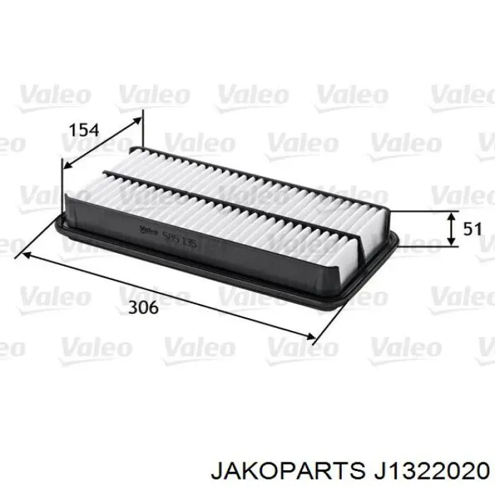 Элемент воздушного фильтра Jakoparts J1322020 цена, от 6.28 USD
