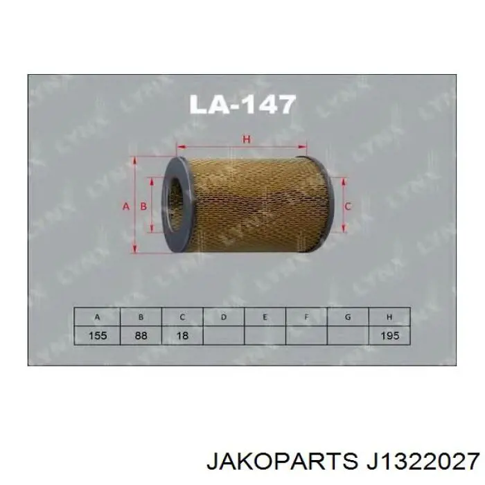 Купить J1322027 Jakoparts Автомобильный фильтр воздуха