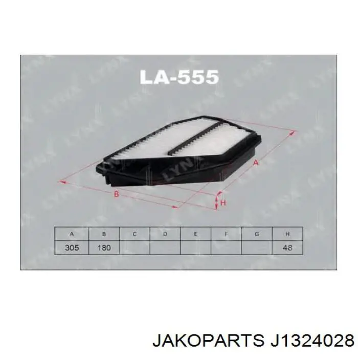 Купить J1324028 Jakoparts Автомобильный фильтр воздуха