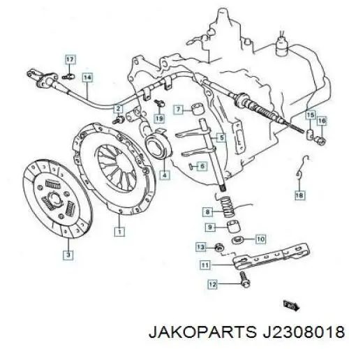 Cable de embrague J2308018 Jakoparts