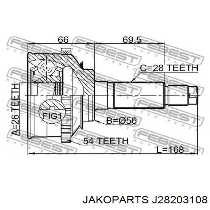 Купить J28203108 Jakoparts Внешняя граната
