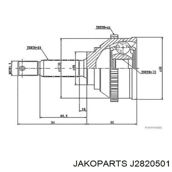 ШРУС наружный передний J2820501 Jakoparts