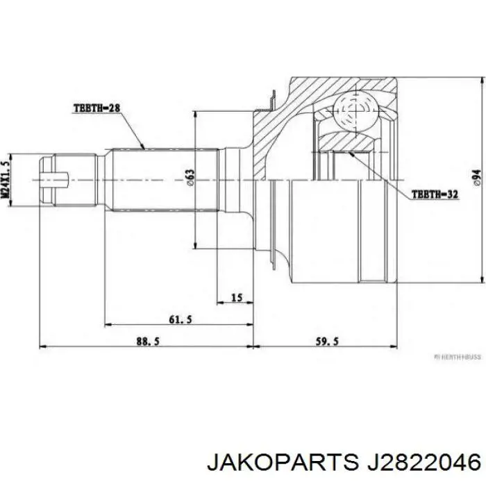 ШРУС наружный передний J2822046 Jakoparts