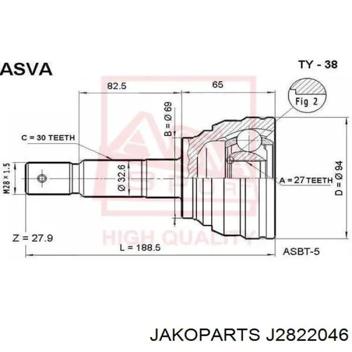 J2822046 Jakoparts Наружная граната