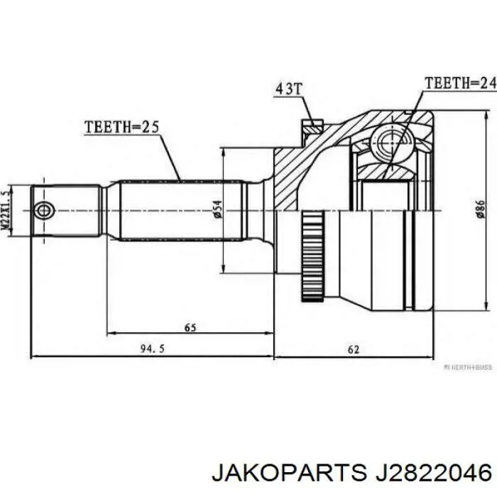 Купить J2822046 Jakoparts Внешняя граната