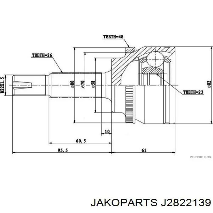 J2822139 Jakoparts Наружная граната