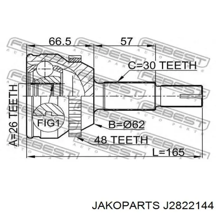 ШРУС наружный передний J2822144 Jakoparts