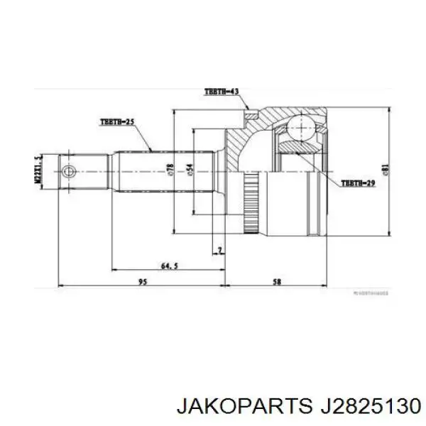 ШРУС наружный передний J2825130 Jakoparts