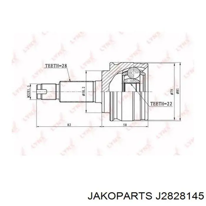 ШРУС наружный передний J2828145 Jakoparts