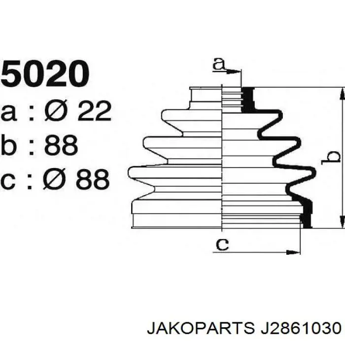 Купить J2861030 Jakoparts Пыльник гранаты наружный, передний