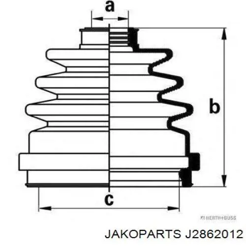 Пыльник ШРУСа наружный, задней полуоси Jakoparts J2862012