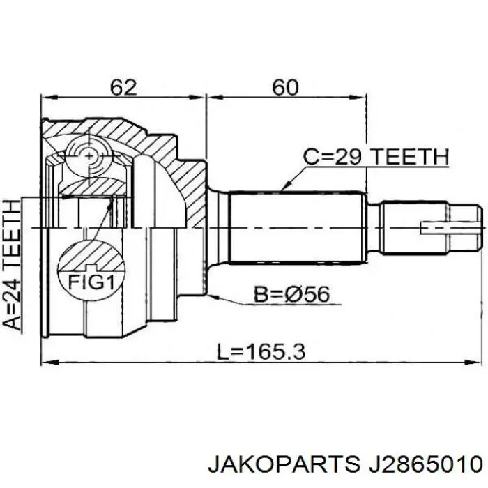 Купить J2865010 Jakoparts Пыльник гранаты наружный, передний