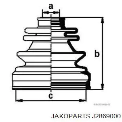 Пыльник ШРУСа задней полуоси внутренний J2869000 Jakoparts