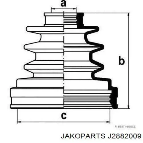 Пыльник ШРУСа задней полуоси внутренний J2882009 Jakoparts