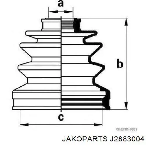 J2883004 Jakoparts Пыльник ШРУСа передней полуоси внутренний