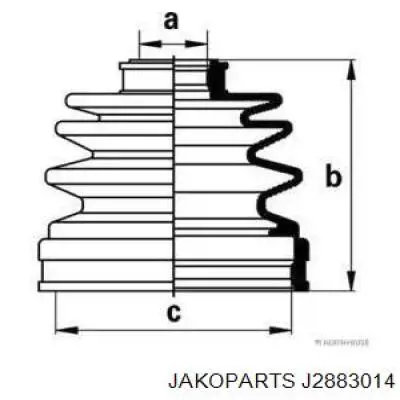 Пыльник ШРУСа передней полуоси внутренний левый J2883014 Jakoparts