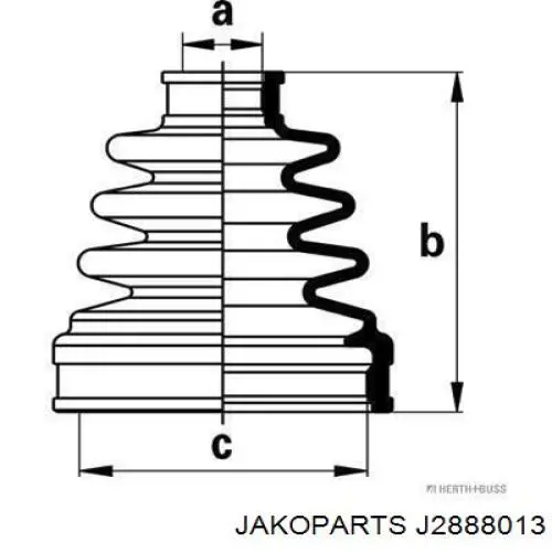 Fuelle, árbol de transmisión delantero interior J2888013 Jakoparts