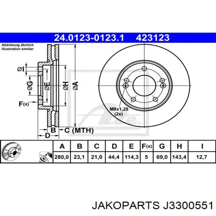 Тормоз дисковый передний Jakoparts J3300551 цена, от 33.19 USD