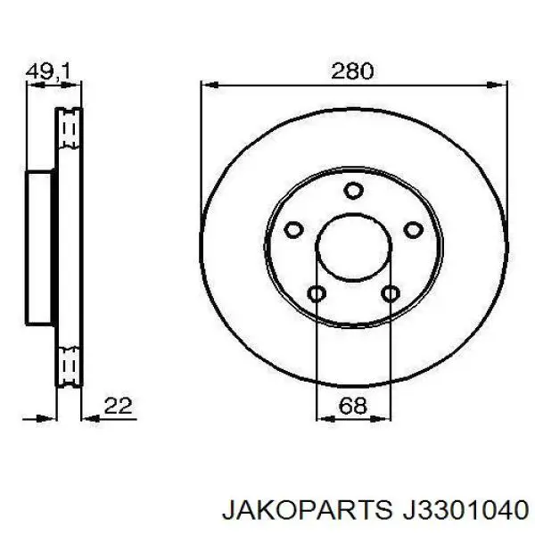 Freno de disco delantero J3301040 Jakoparts