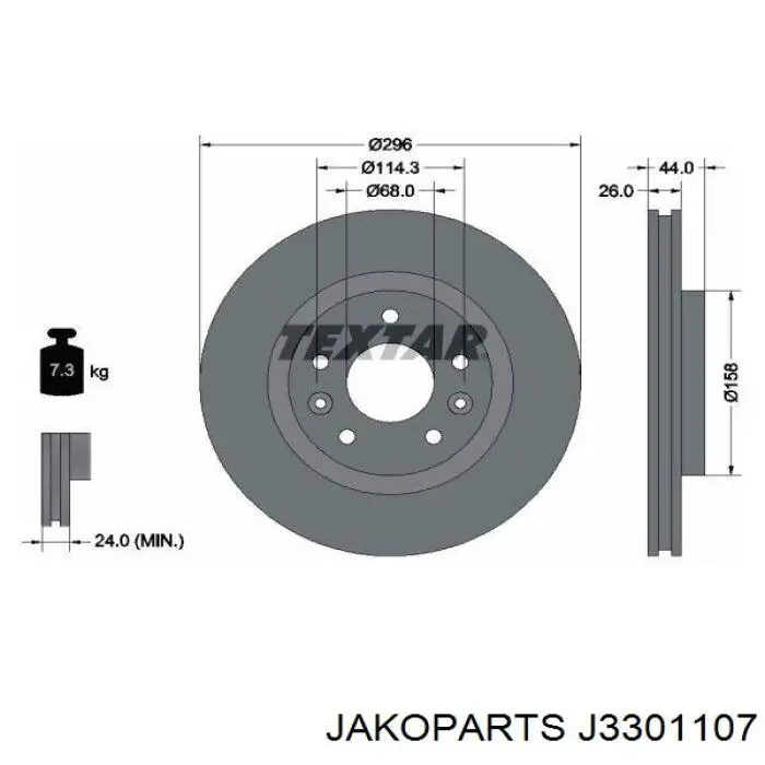 Тормоз дисковый передний Jakoparts J3301107 цена, от 43.27 USD