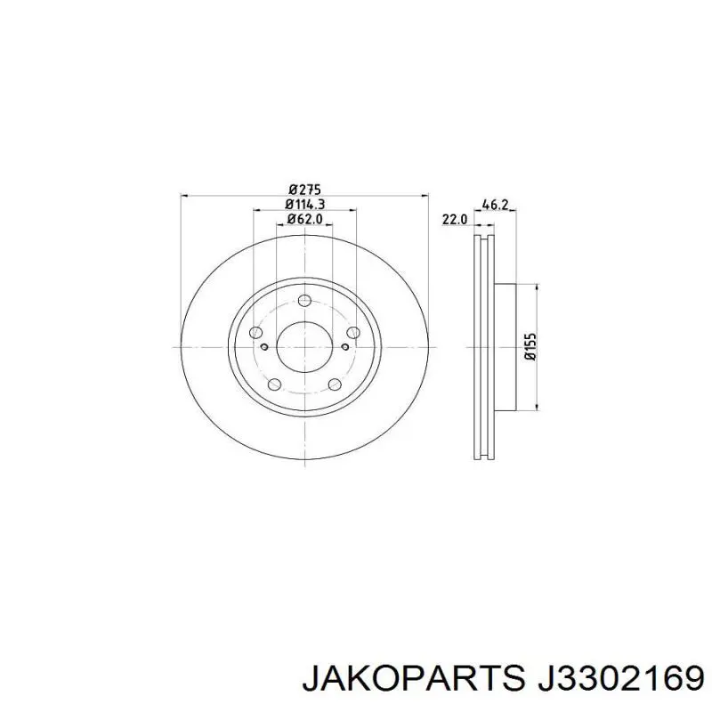 J3302169 Jakoparts Диск тормозной передний
