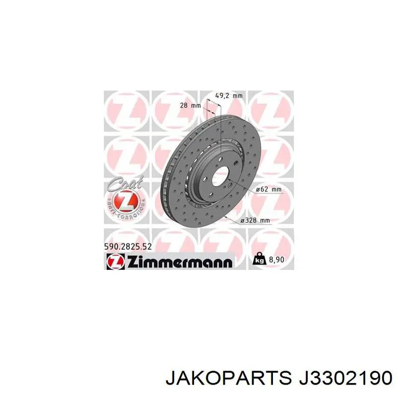 Тормоз дисковый передний Jakoparts J3302190 цена, от 61.27 USD