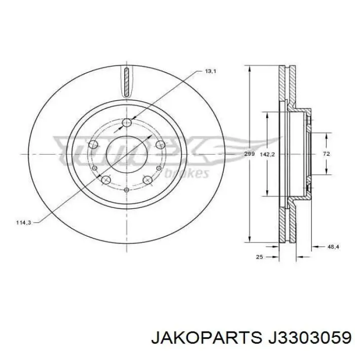 Передние тормозные диски J3303059 Jakoparts